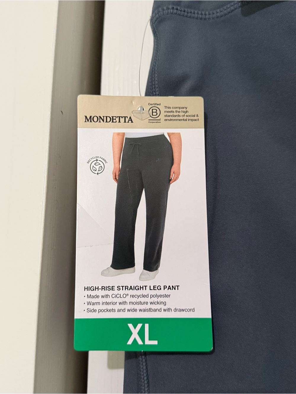 Mondetta Stretch High Rise Straight Leg Active Pant, Gray, Women’s Size XL